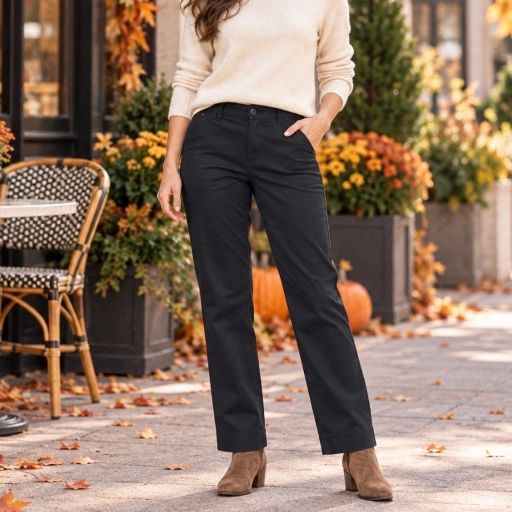 Lee Trousers Women 8 Short Black Platinum Label Straight Leg Comfort Waistband